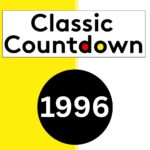 A vibrant graphic with a yellow and white background, featuring Classic Countdown in bold black text, and “1996” in white inside a large black circle. The o in Countdown is playfully colored red and yellow for a classic touch.