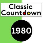 A graphic with a green and white split background, the words Classic Countdown in bold black text, and a large black circle at the bottom displaying 1980 in white—highlighting global shifts of that era.