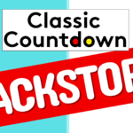 Logo with text Classic Countdown above a bold red banner reading BACKSTORY on a split light blue and white background, evoking the energy of legends like Freddie Mercury.
