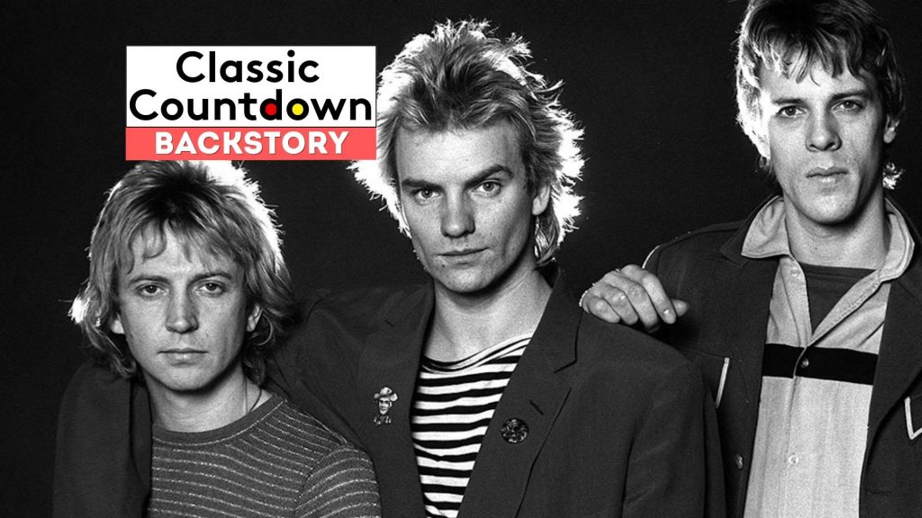Three men in black and white pose for a photo, two wearing jackets and one in a striped shirt, evoking nostalgic vibes of "Last Christmas." A Classic Countdown Backstory logo appears in the upper left corner.