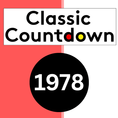 A graphic with Classic Countdown in bold text above a black circle containing 1978. The background is split vertically, half red and half white. The letters o in Countdown are colored red and yellow, nodding to Janet Jackson’s vibrant style.