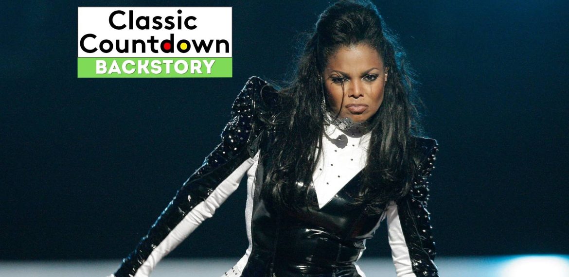 A woman in a black and white stage outfit performs with an intense expression, channeling Cher’s iconic presence. Behind her is a Classic Countdown Backstory graphic with black, white, and green text against a dark, blurred background.