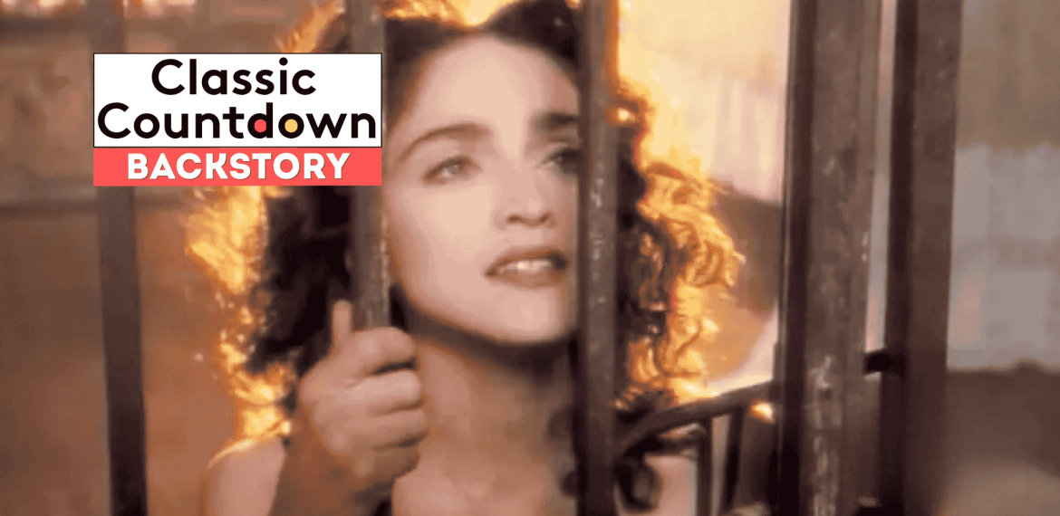A woman with curly hair holds onto metal bars, looking up with a hopeful expression. The text Classic Countdown Backstory appears in the upper left corner of the image. The scene is softly lit with a vintage feel.