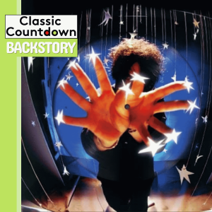 A person with curly hair spreads their hands toward the camera, surrounded by illustrated and paper stars. The image, labeled Classic Countdown Backstory in the top left corner, hints at a Robert Palmer-inspired backstory.