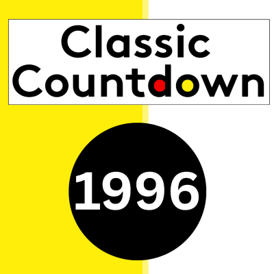 Graphic with Classic Countdown written above a large black circle containing 1996, evoking a Die Hard vibe, on a background split between yellow and white. The letters o in Countdown are colored red and yellow.